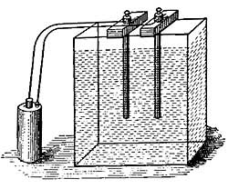 FIG. 208.—Carbon rods in a solution of copper sulphate.