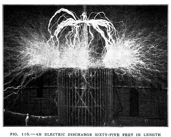 FIG. 116–AN ELECTRIC DISCHARGE SIXTY-FIVE FEET IN LENGTH