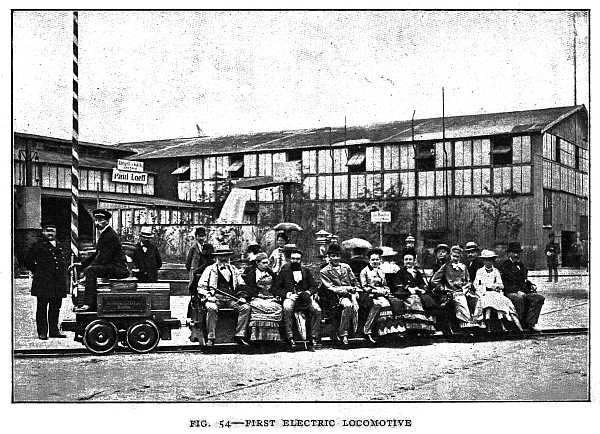 FIG. 54–FIRST ELECTRIC LOCOMOTIVE