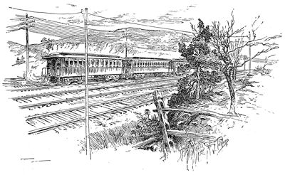 Train Telegraph—the message transmitted by induction from the moving train to the single wire.