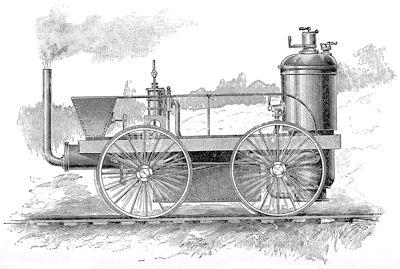 The Novelty Locomotive, built by Ericsson to compete with Stephenson's Rocket, 1829.