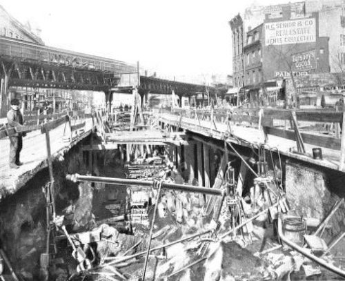 SUPPORTING ELEVATED RAILROAD BY EXTENSION GIRDER—64TH STREET AND BROADWAY