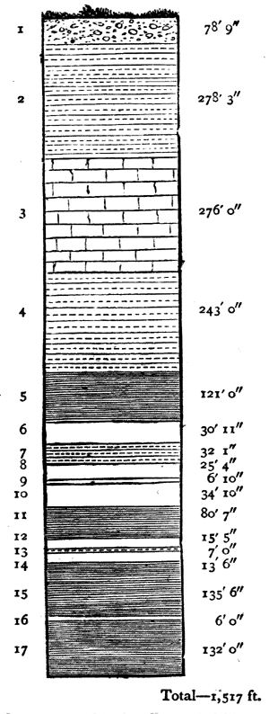 Section obtained by boring with the diamond drill
