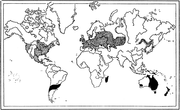 Map showing the Distribution of Crayfishes