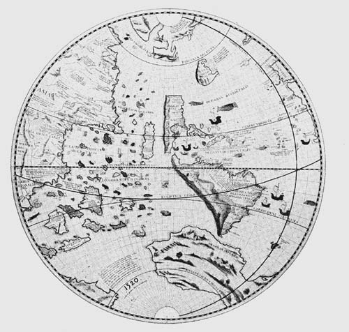 Western Hemisphere of Johann Schöner’s Globe, 1520.