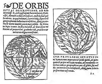 Hemispheres of Franciscus Monachus, 1526.