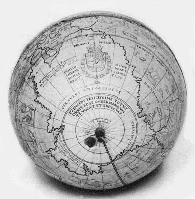 South Polar Region on Globe of Antonio Spano, 1593.