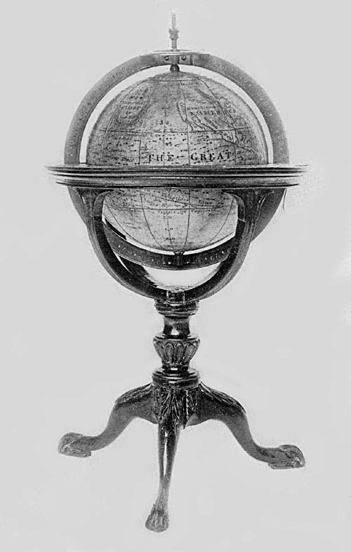Terrestrial Globe of Nathaniel Hill, 1754.