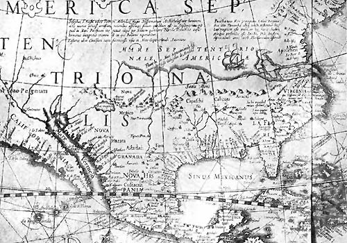 Section of Jodocus Hondius World Map, 1611.