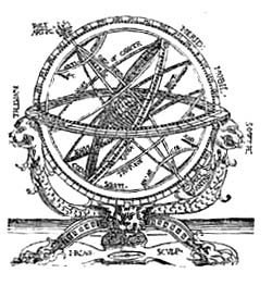 Armillary Sphere. From Blagrave, Mathematical Jewel, 1585.