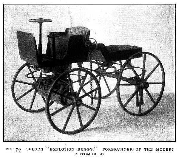 FIG. 79–SELDEN "EXPLOSION BUGGY." FORERUNNER OF THE MODERN AUTOMOBILE