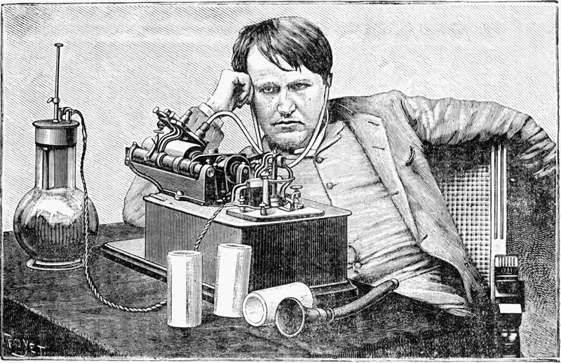 Edison with his Phonograph.